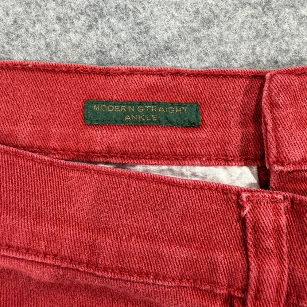 Lauren Ralph Lauren Modern Straight Ankle Jeans Red Stretch Denim Womens Size 10